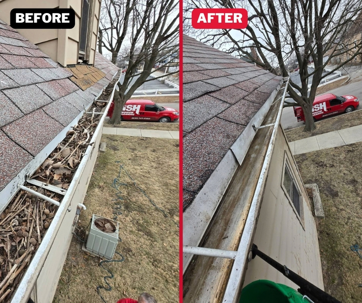 Gutter Cleaning before & after